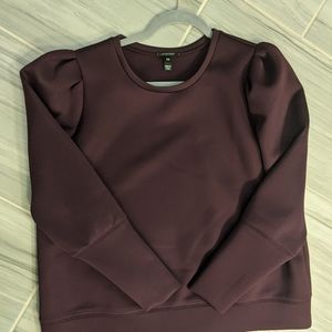 Maroon puff sleeve scuba sweatshirt